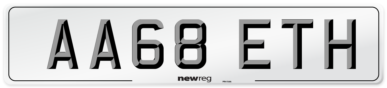 AA68 ETH Number Plate from New Reg